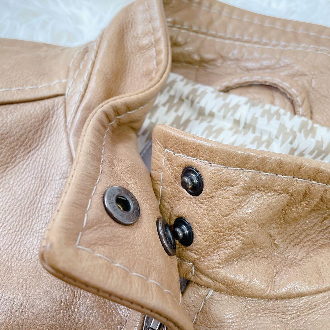 美品　マックスマーラ　本革レザー　シングルライダースジャケット　高級　42