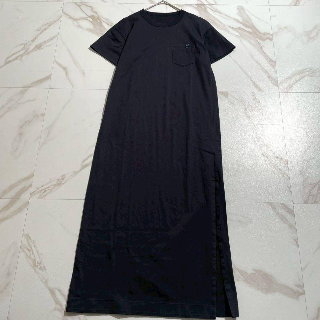 美品/24年モデル☆サカイ　コットンジャージードレス　半袖　ロング　刺繍