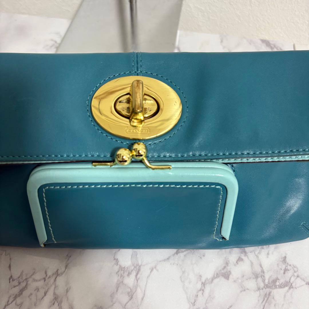 バッグ Coach Kisslock & Turnlock Hand Bag sky