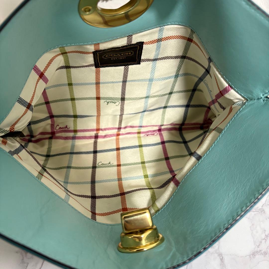 バッグ Coach Kisslock & Turnlock Hand Bag sky