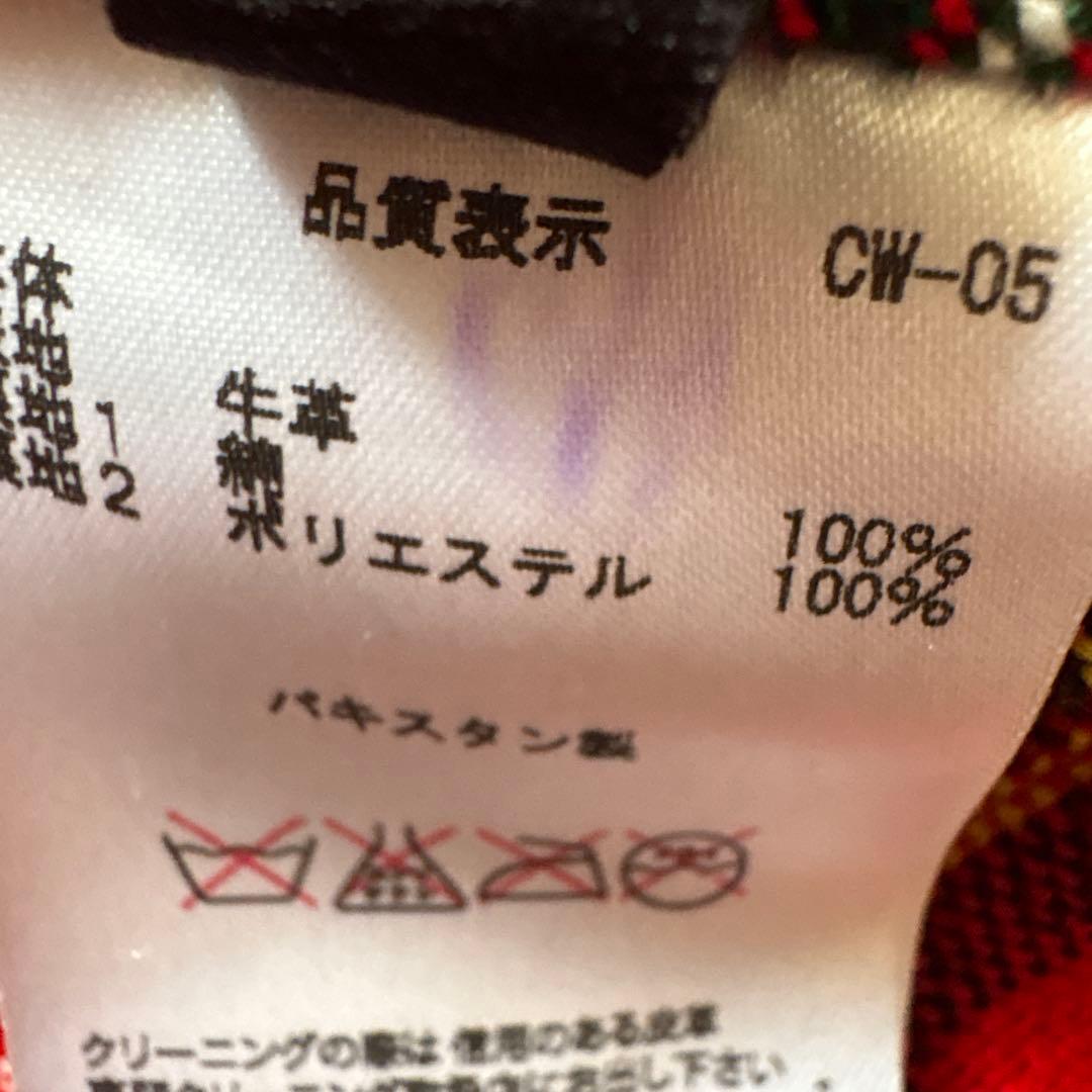 未使用級⭐️リューグーレザーズ ライダース　黒　牛革　裏地チェック赤　サイズ2