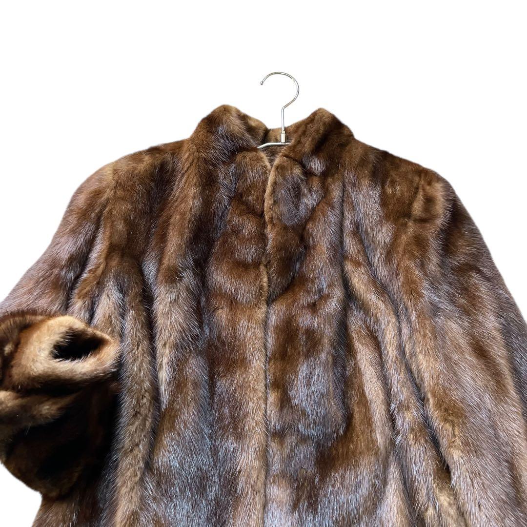 総丈75cm デミバフミンク リアルファーコート 本毛皮 毛並み◎ なめし柔らか