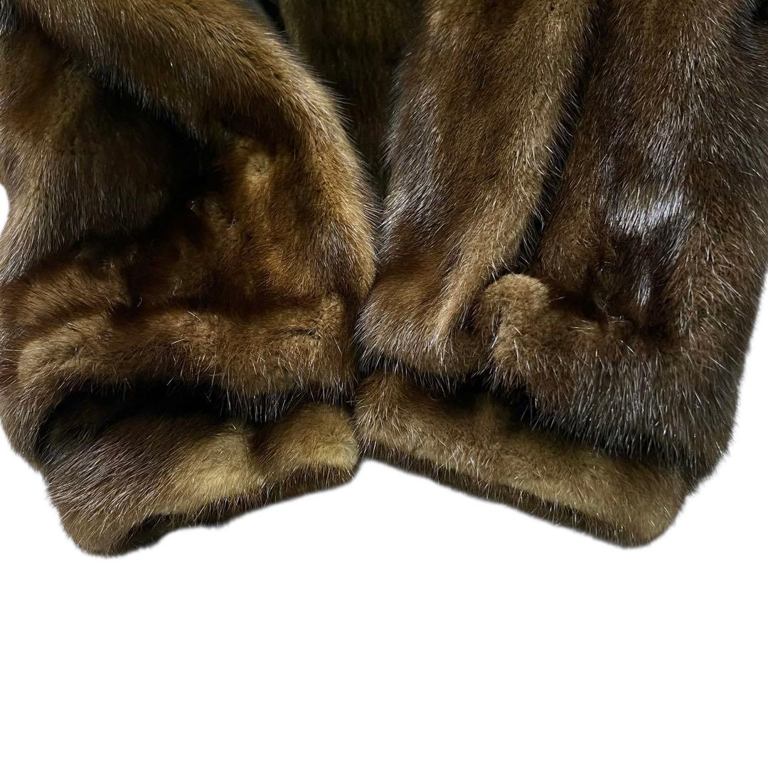 総丈75cm デミバフミンク リアルファーコート 本毛皮 毛並み◎ なめし柔らか