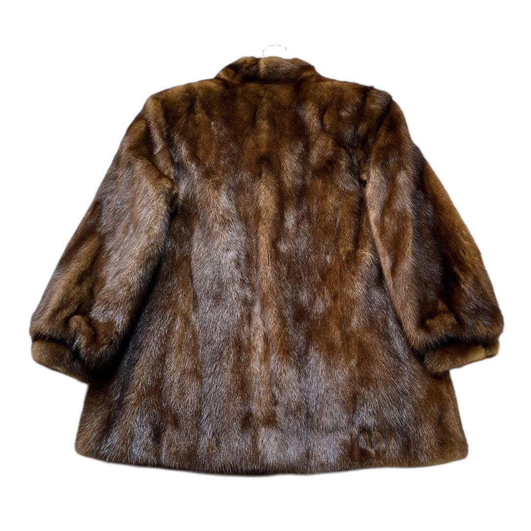 総丈75cm デミバフミンク リアルファーコート 本毛皮 毛並み◎ なめし柔らか