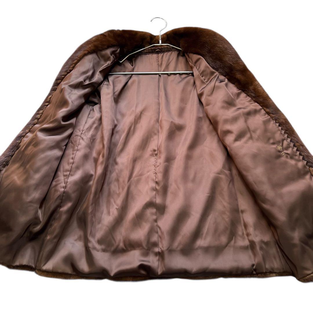 総丈75cm デミバフミンク リアルファーコート 本毛皮 毛並み◎ なめし柔らか