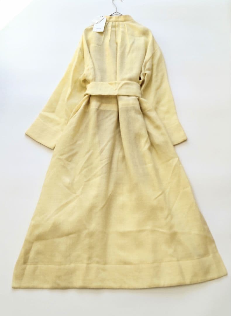 未使用 タグ付 エブール 長袖 ウール ベルト ロングワンピース イエロー 36