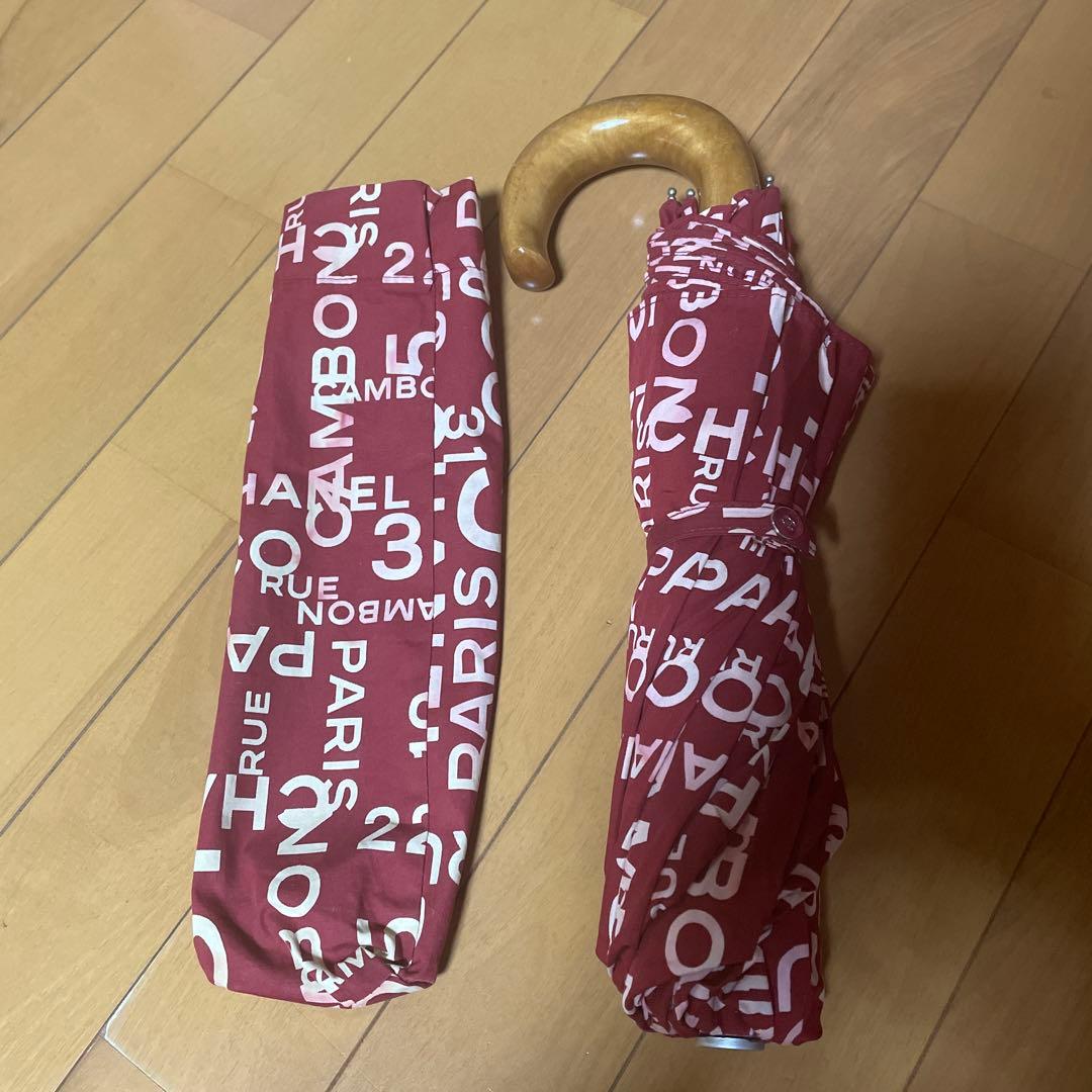 CHANEL バイシーライン折りたたみ傘 レッド