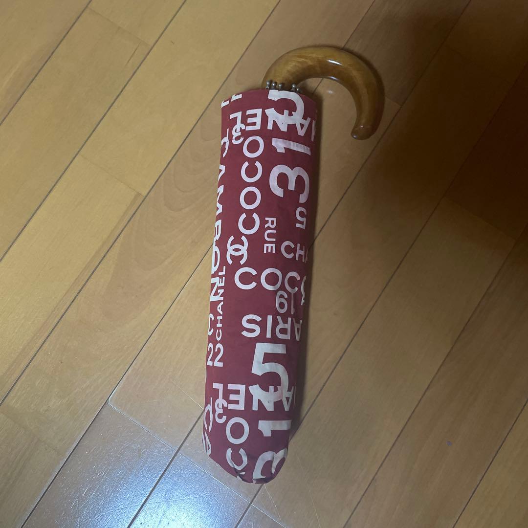 CHANEL バイシーライン折りたたみ傘 レッド