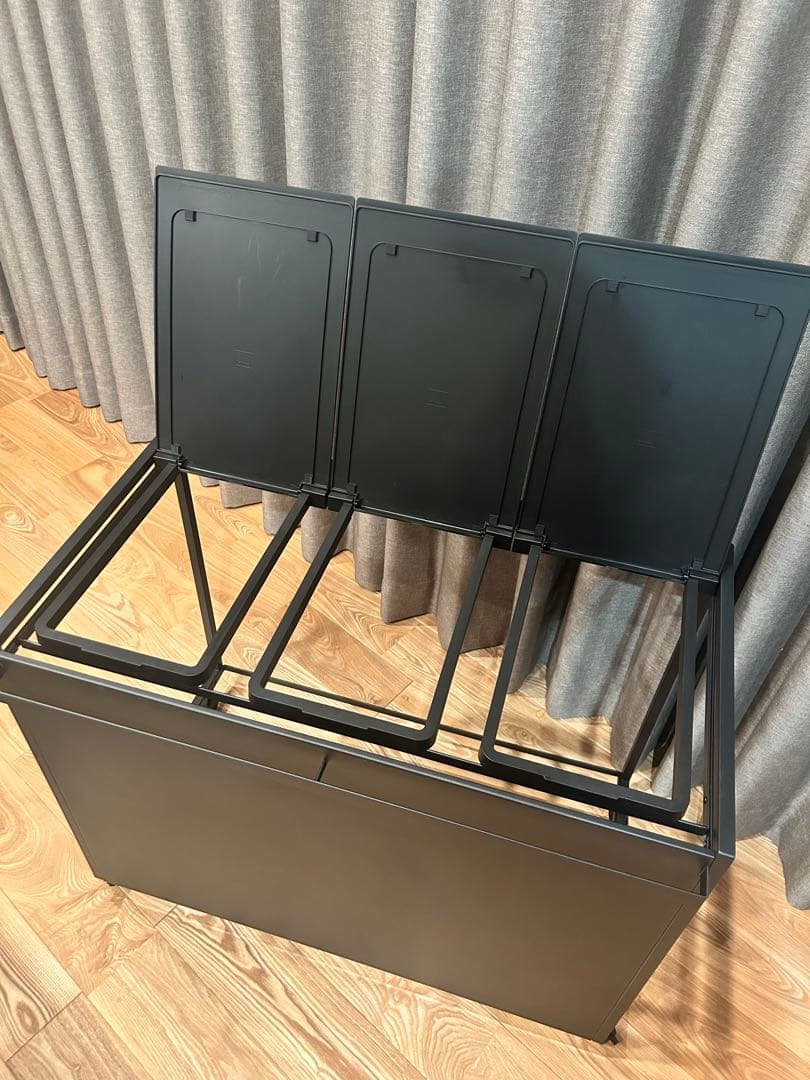 山崎実業(Yamazaki) 蓋付き 目隠し 3分別 ダストワゴン 45L