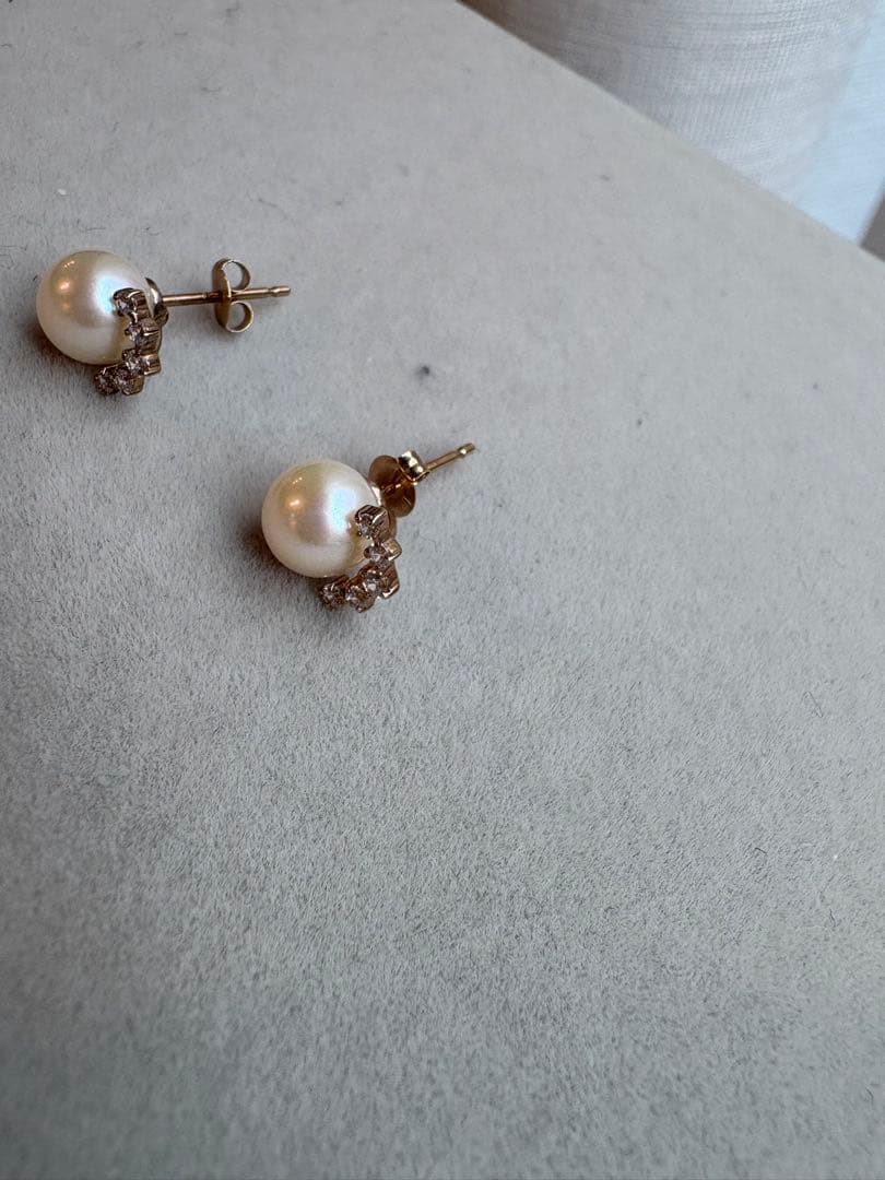 アガット（agate) K10淡水パール・ジルコニア ピアス