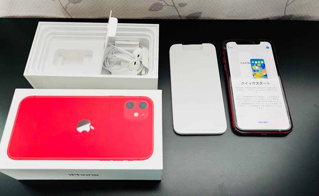 iPhone 11 レッド　SIMフリー　箱　イヤホン付き