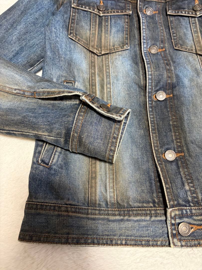 y2k shellac ヴィンテージ加工デニムジャケット　ダークインディゴ