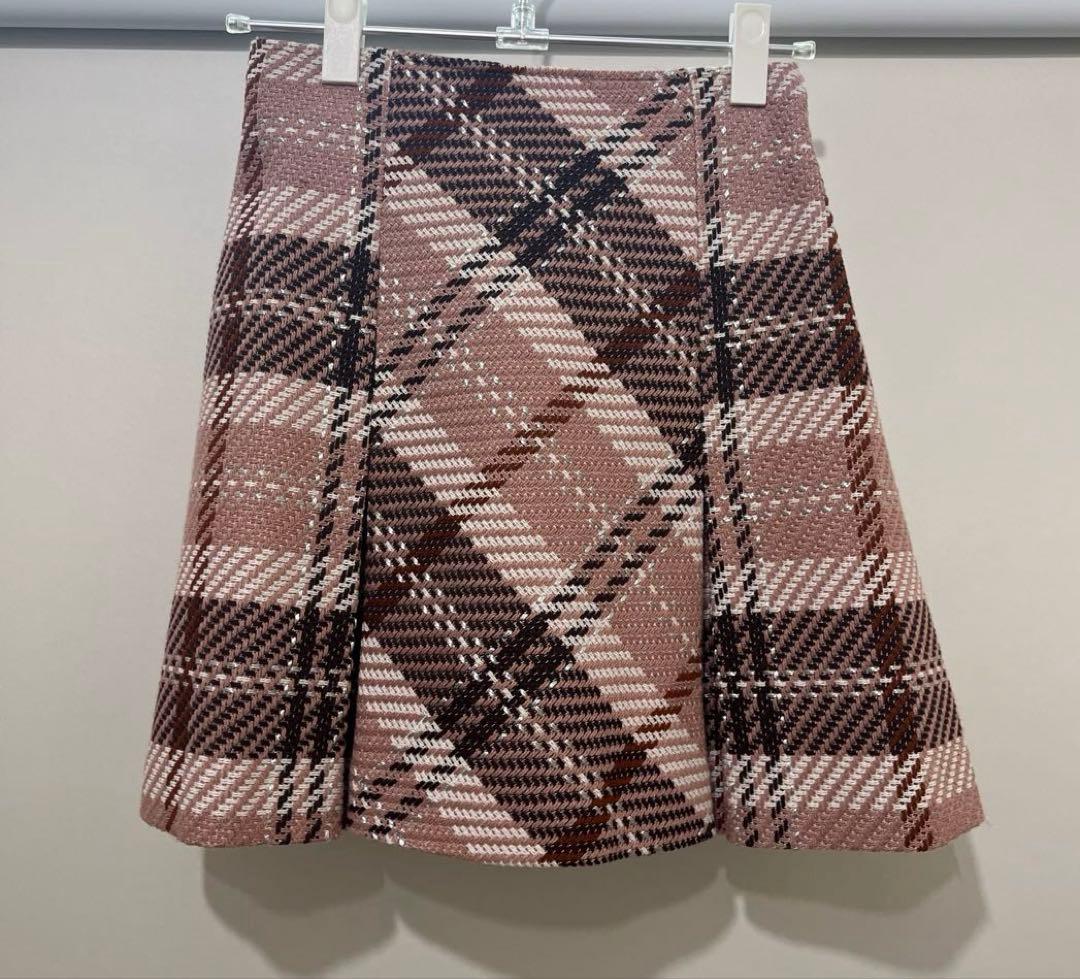 SNIDEL ロービングチェックミニスカート 0 ピンク 正規品