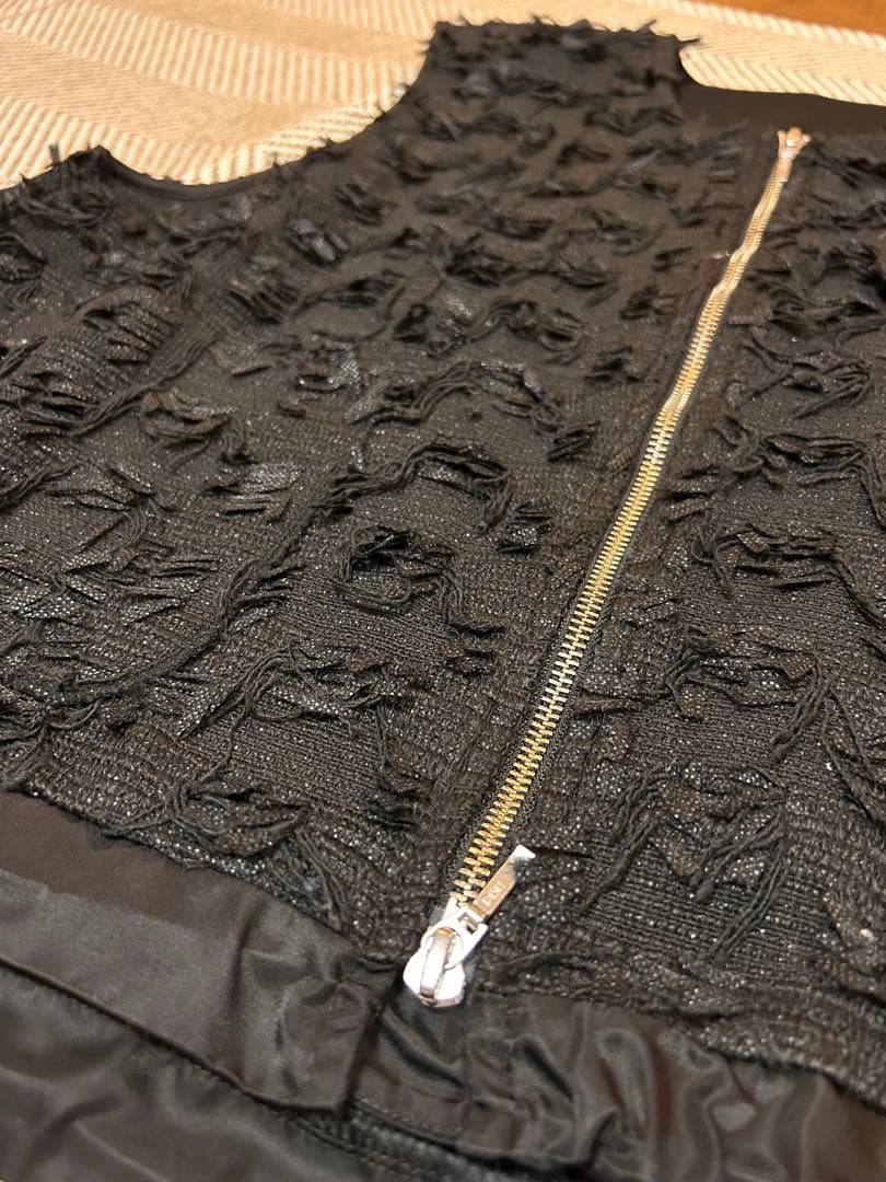 Vin カットジャガードダブルジップジレ ブラック　ヤマダヤ　スコットクラブ