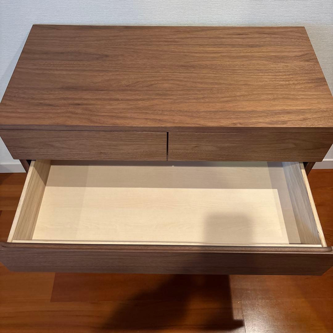 【美品】無印 木製チェスト４段　ウォールナット材突板 タンス 洋服