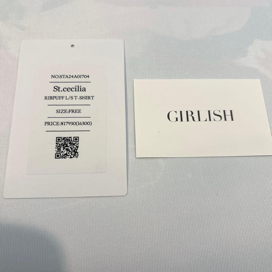 新品未使用ガーリッシュ St.cecilia リブパフL/Sカットソー ネイビー