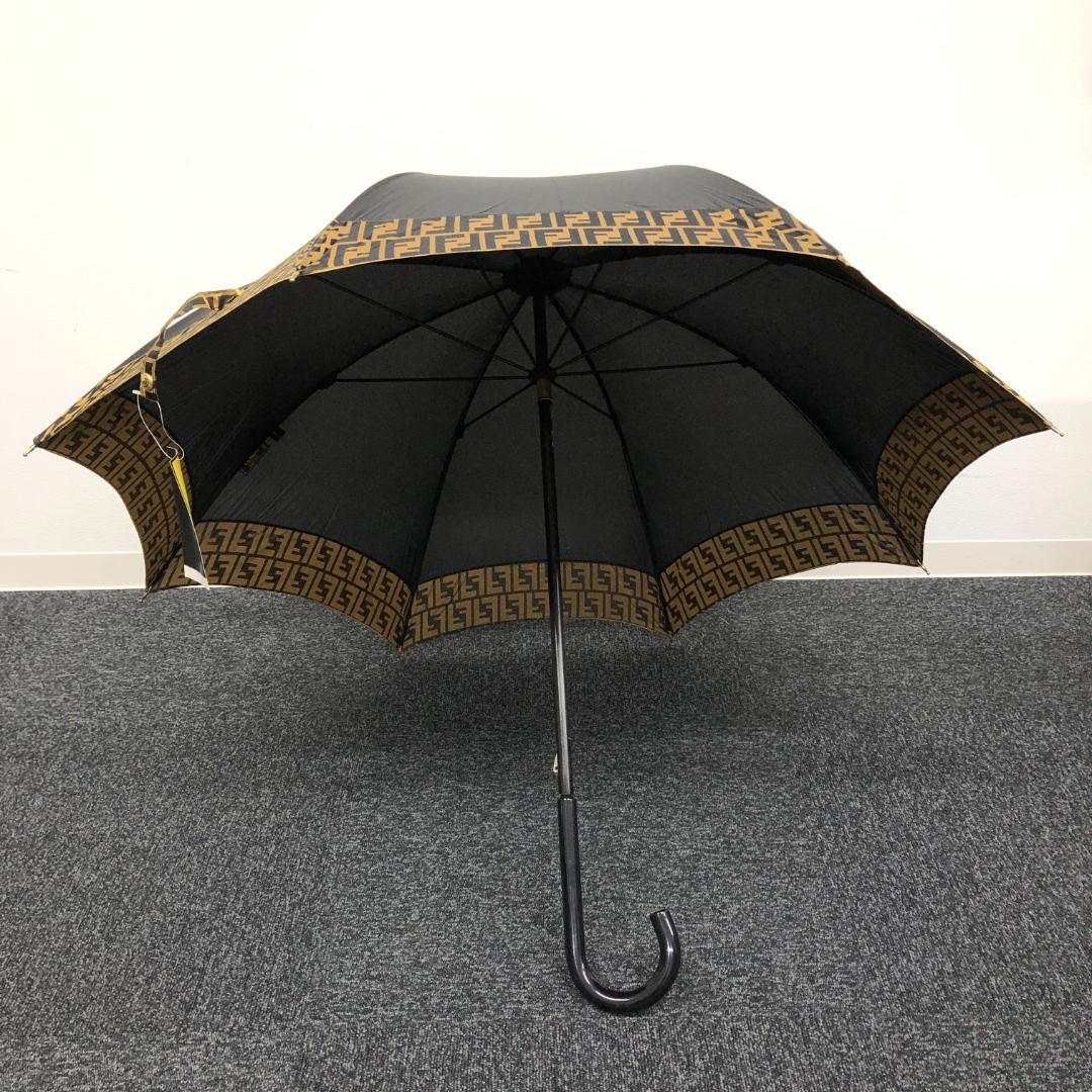 【未使用保管品】1E142/フェンディ/雨傘/ズッカ柄/FF/黒/茶/オールド