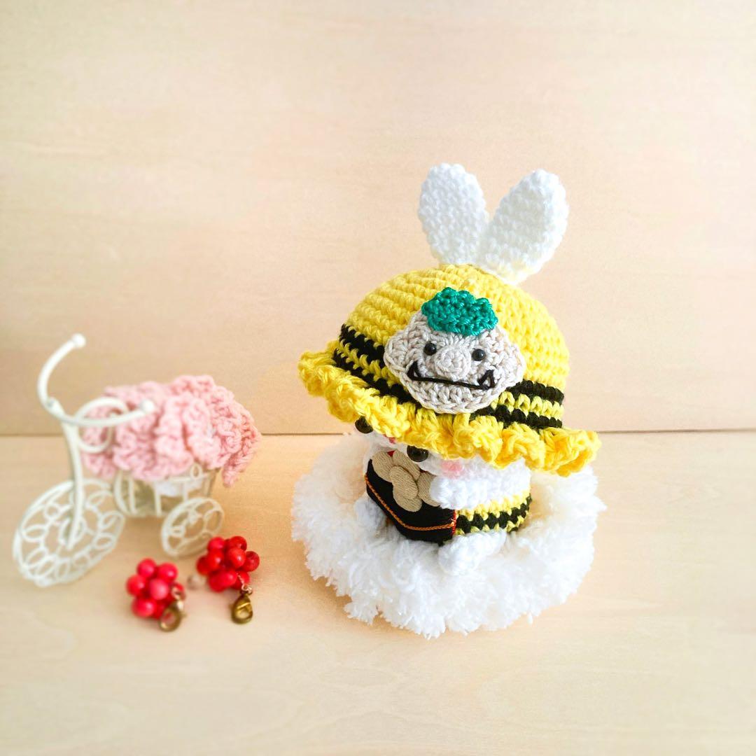 み*く様 ③うさぎ 節分 鬼 あみぐるみ ボンネット ベビーキャップ