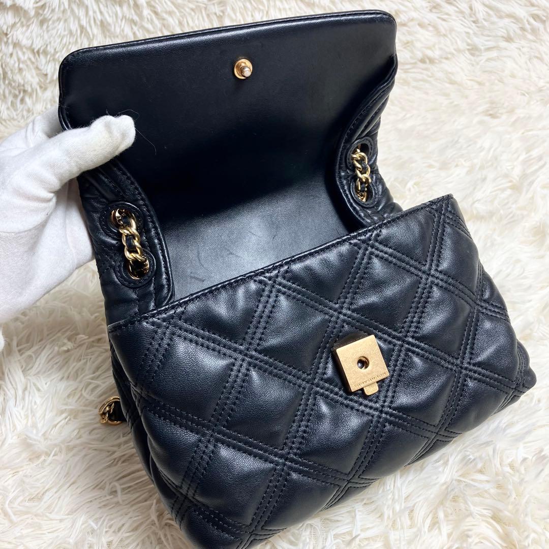 【良品】トリーバーチ＊キルティング ゴールドチェーン レザーブラック