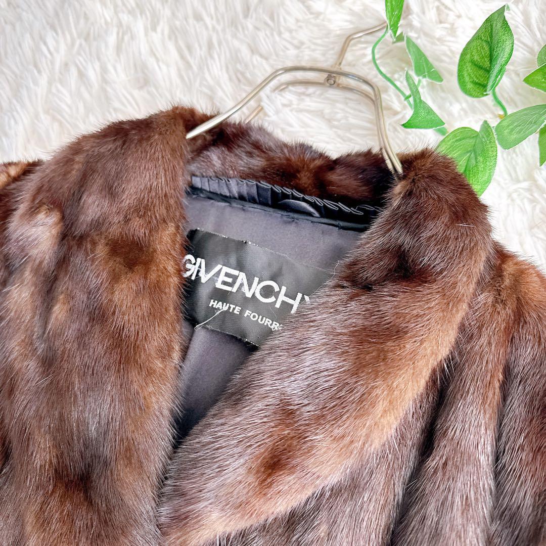 高級　ジバンシー　サガミンク　毛皮　ミンク　ダークブラウン　リアルファーコート