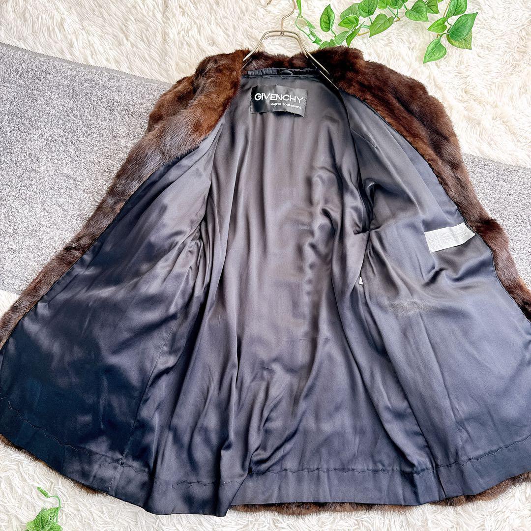 高級　ジバンシー　サガミンク　毛皮　ミンク　ダークブラウン　リアルファーコート