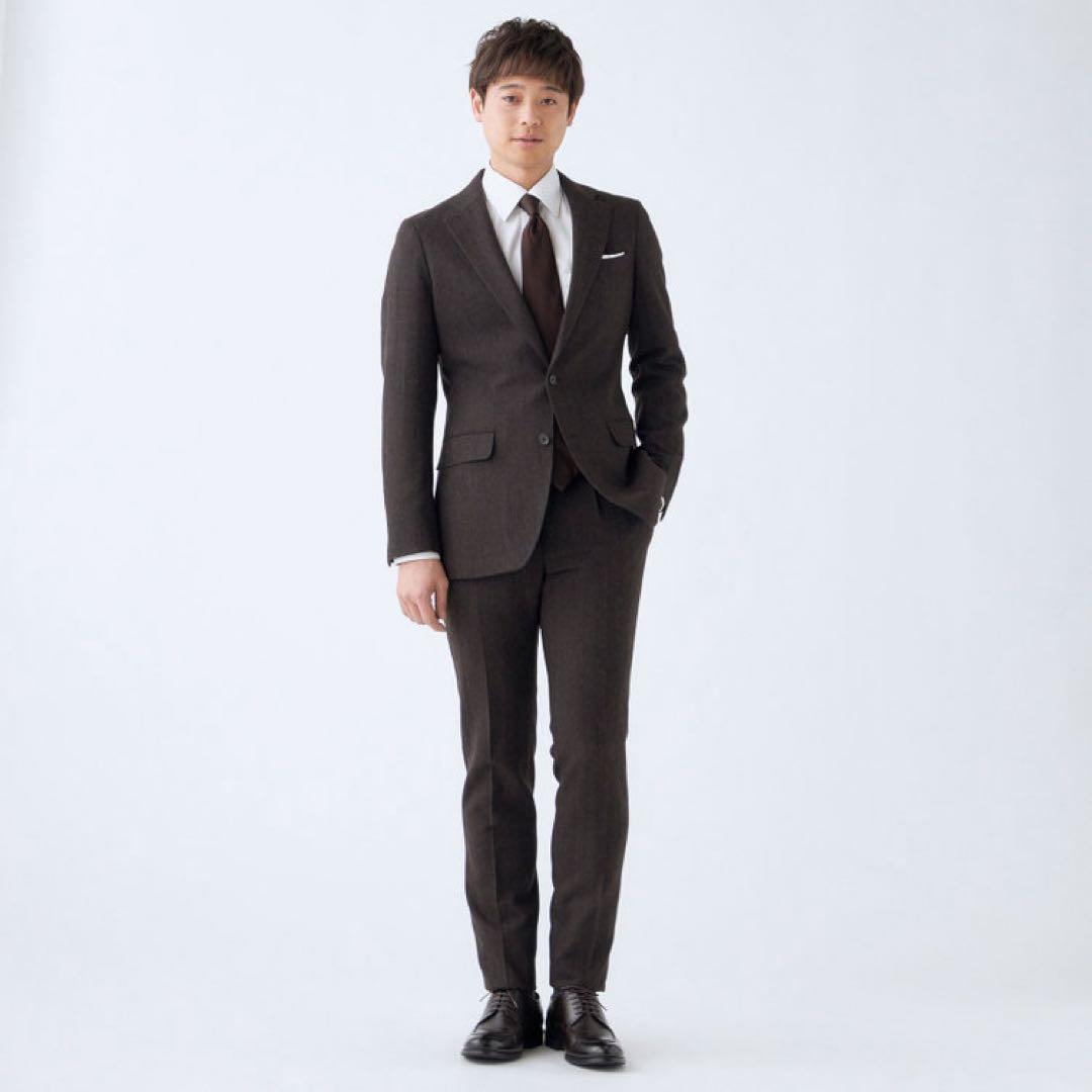 ブラウンスーツ　秋冬　ストライプ