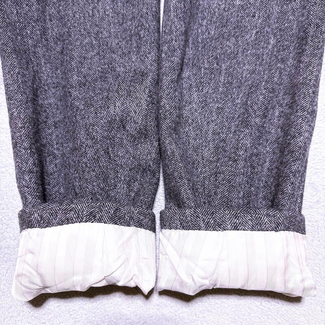裏地総柄【未使用級】タケオキクチ テーラードジャケット カシミヤ混 ヘリンボーン