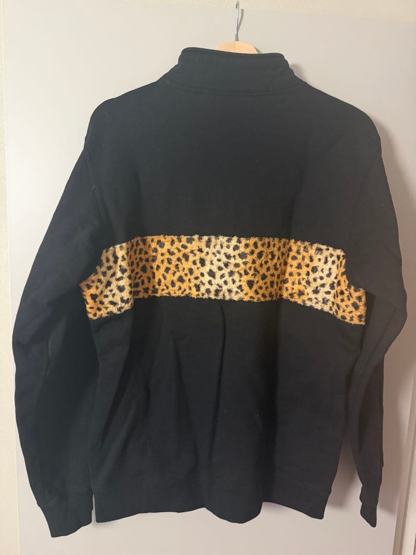 Supreme ハーフジップ スウェット ブラック/レオパード