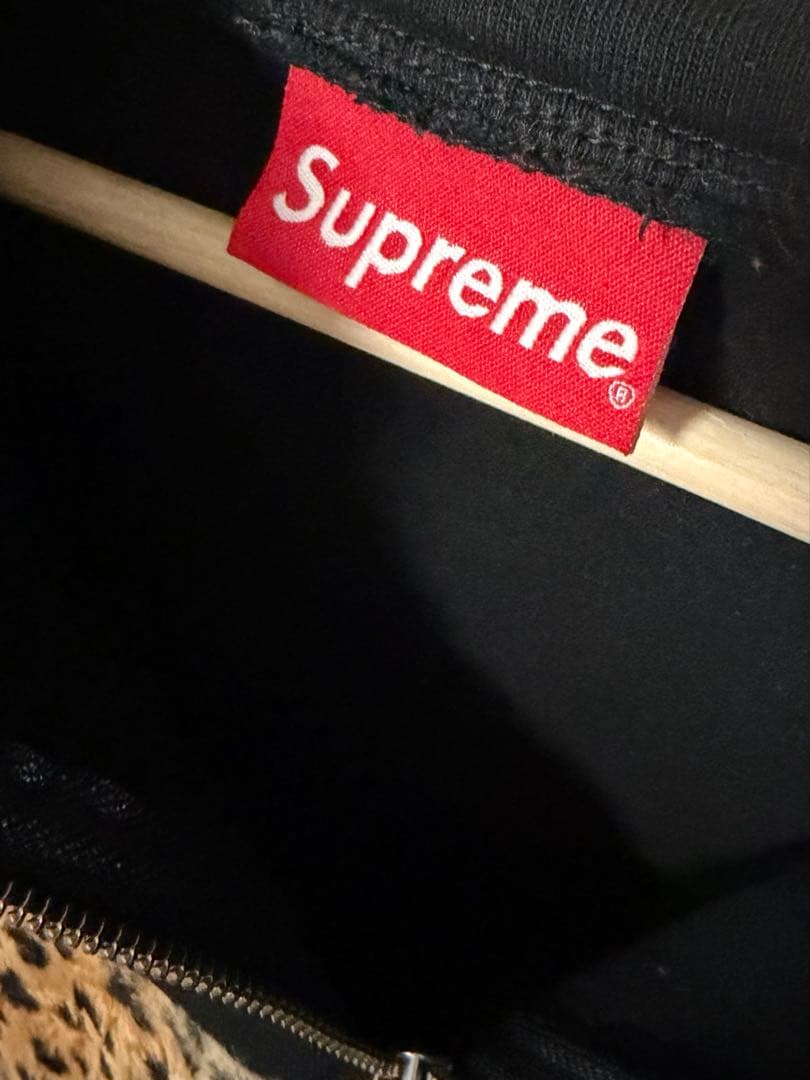 Supreme ハーフジップ スウェット ブラック/レオパード