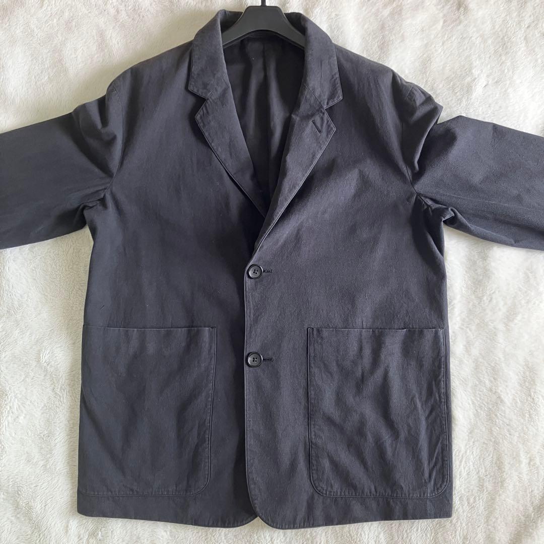 マーガレットハウエル 22SS コットンテーラードジャケット L ネイビーグレー