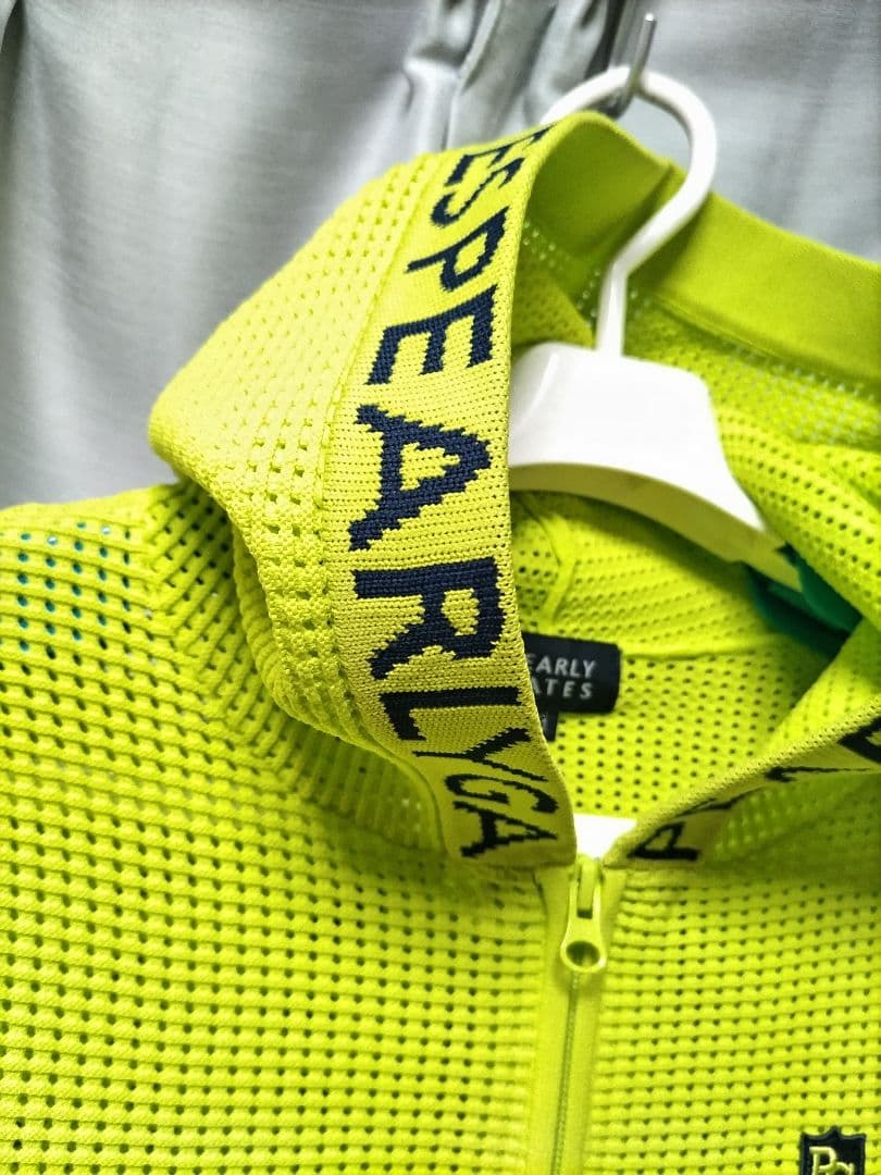 パーリーゲイツ　メッシュ　ニットパーカー　グリーンイエロー