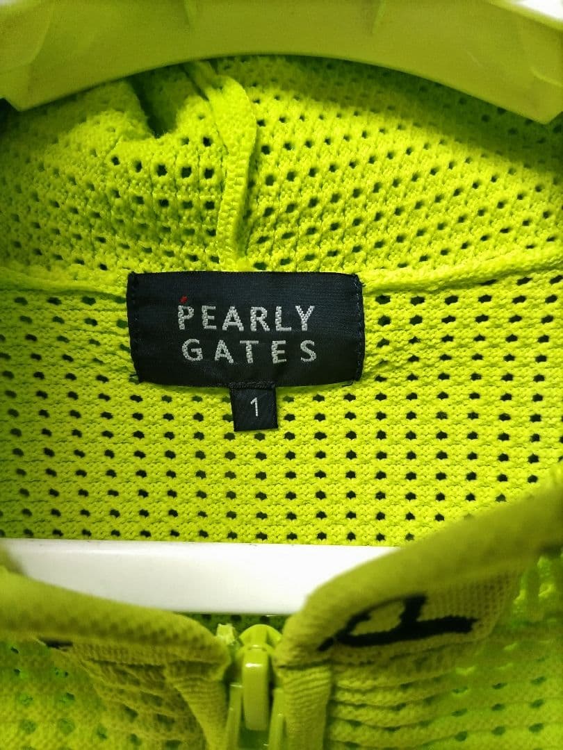 パーリーゲイツ　メッシュ　ニットパーカー　グリーンイエロー