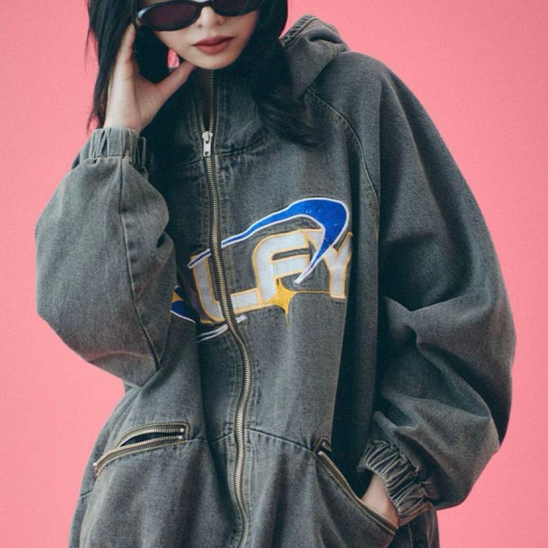 GALFY　ガルフィー　ダーティーデニムフードジャケット　L　完売品