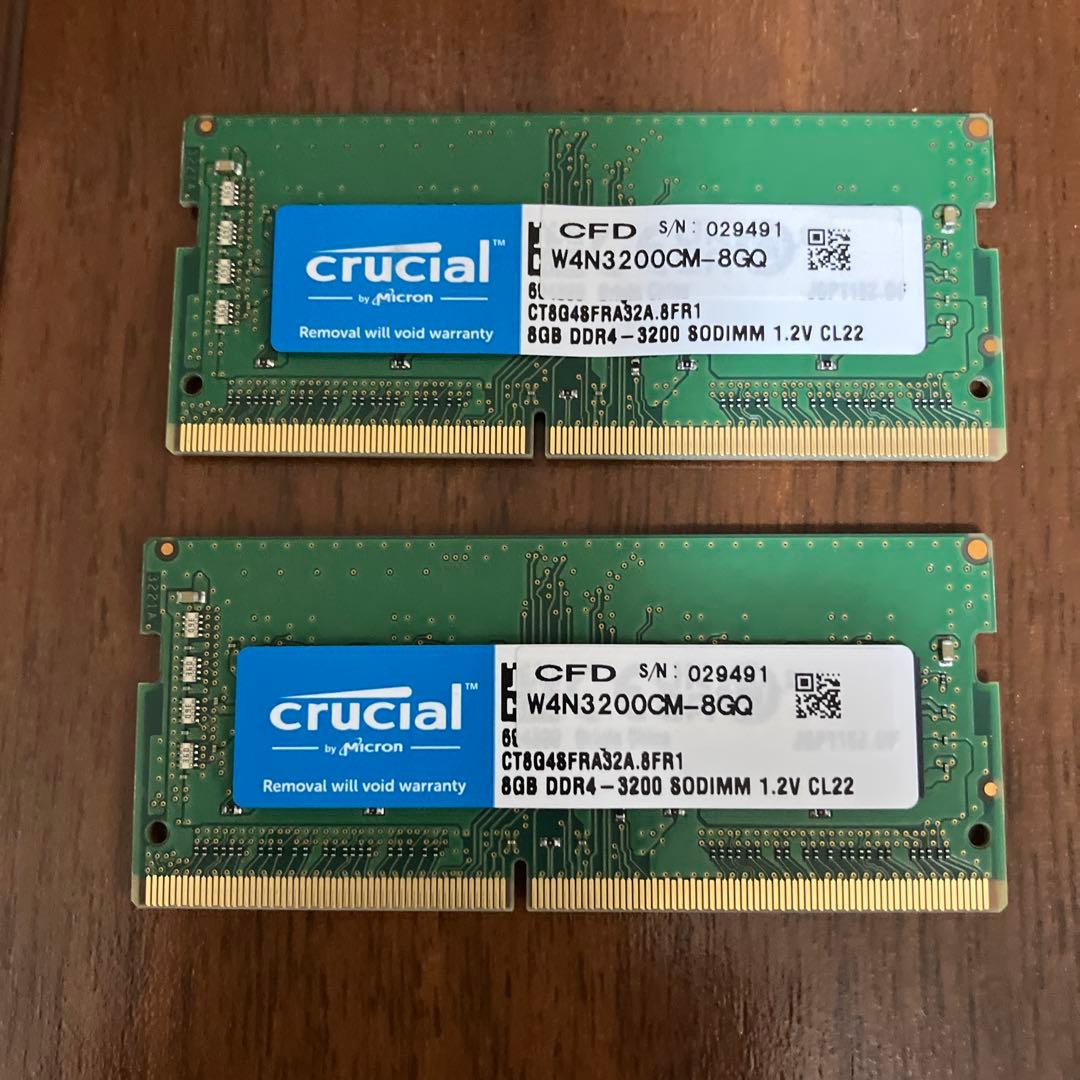 Crucial & Micron 8GB×2 DDR4 ノートPC用メモリー