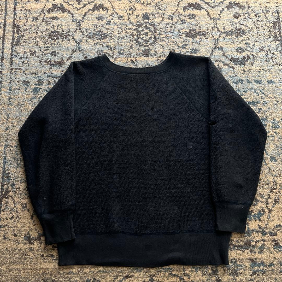 60s スウェット ブラック フロッキー カレッジ プリント 検 50s 40s