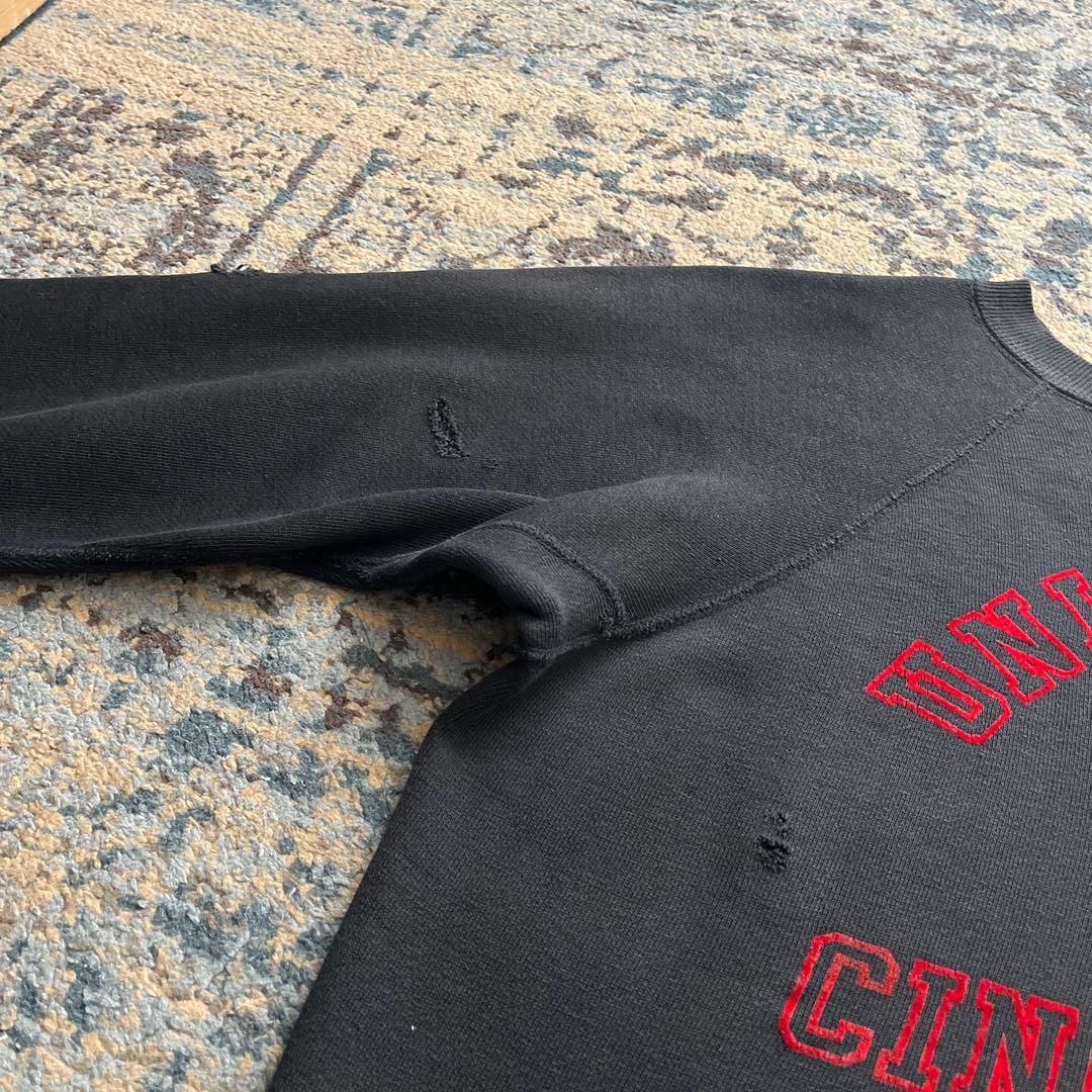 60s スウェット ブラック フロッキー カレッジ プリント 検 50s 40s