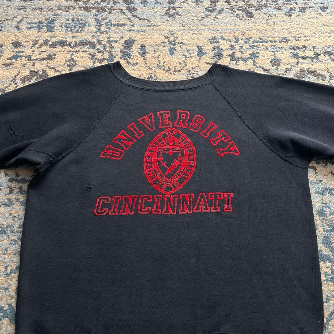 60s スウェット ブラック フロッキー カレッジ プリント 検 50s 40s