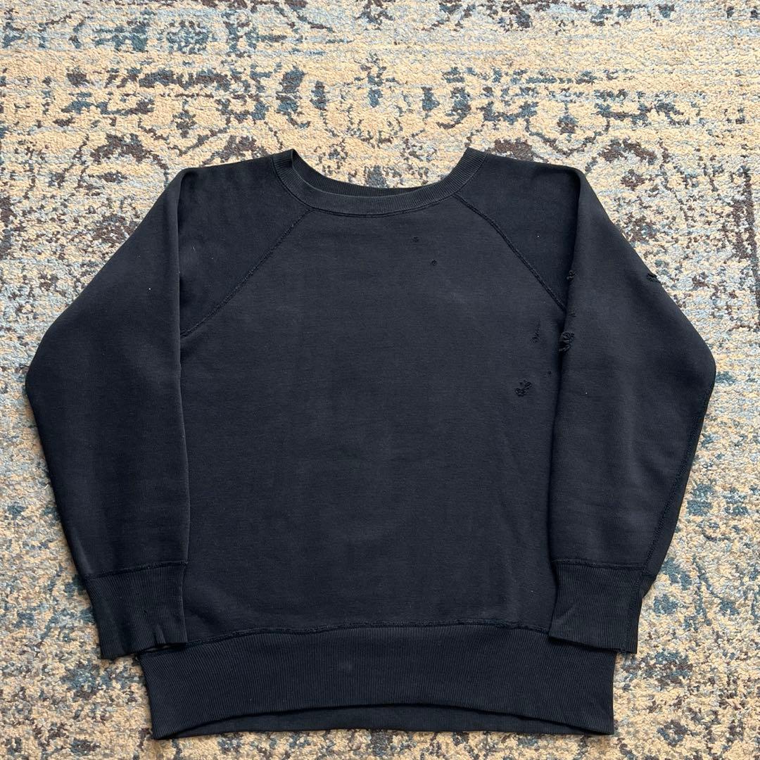 60s スウェット ブラック フロッキー カレッジ プリント 検 50s 40s