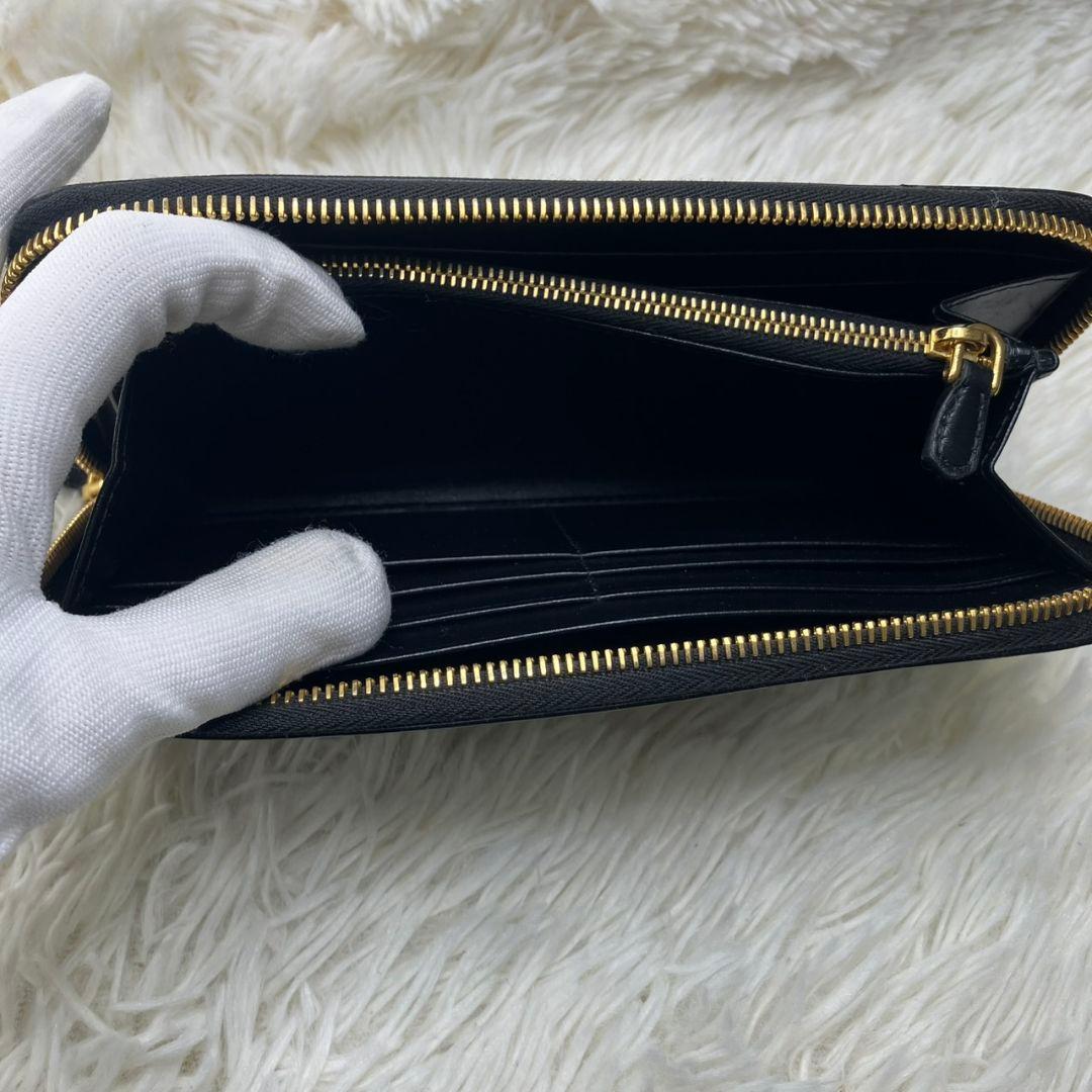 極美品✨　プラダ　長財布　ラウンドファスナー　ヴィッテロムーブ　三角ロゴ　黒