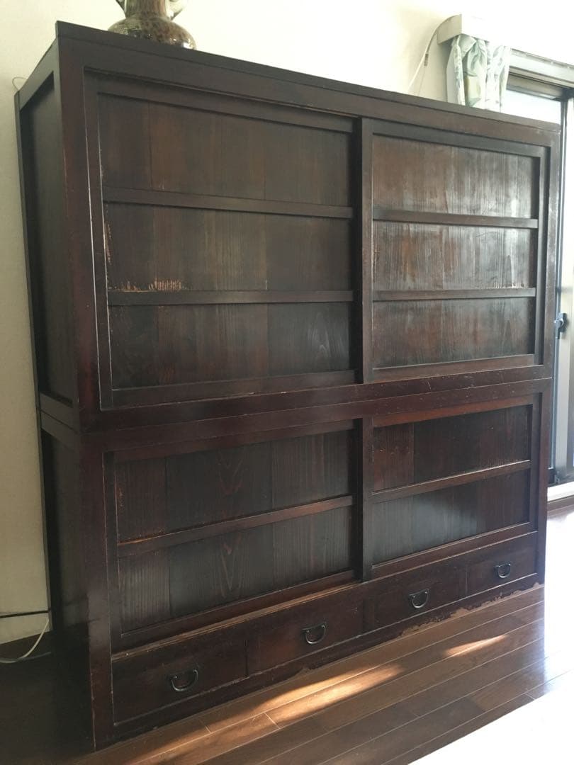 木目が美しい水屋箪笥 明治・大正期