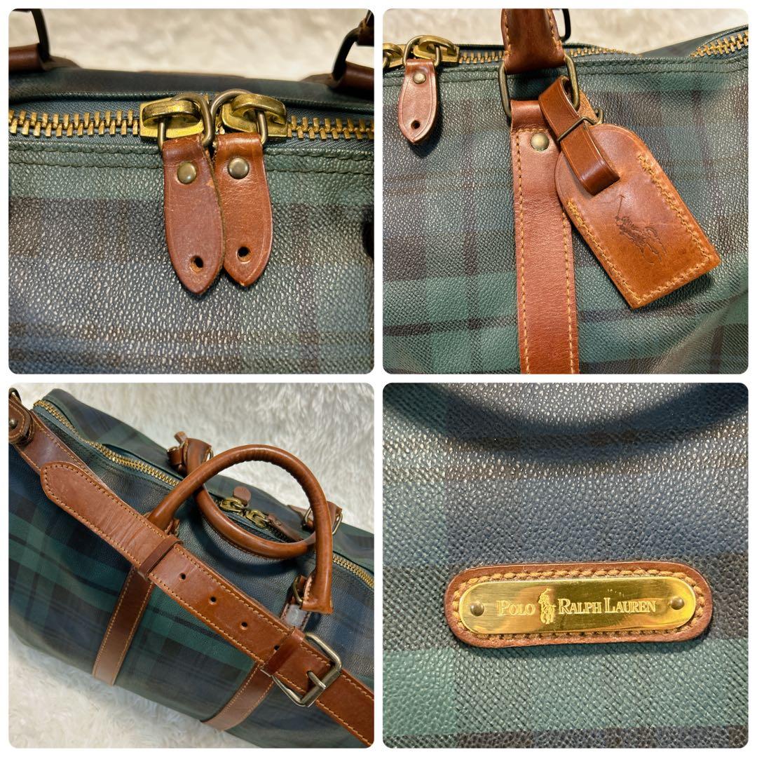 ポロ ラルフローレン ボストンバッグ 2way ブラックウォッチ PVC レザー