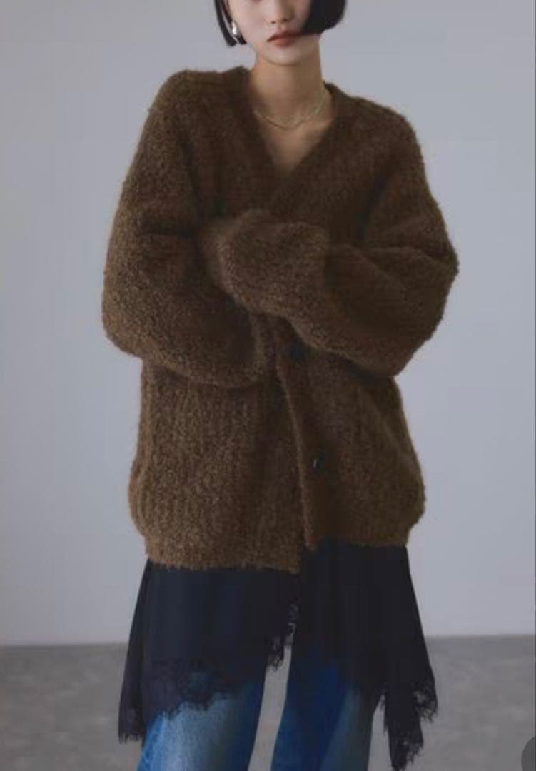 モヘヤウールニットカーディガンブルゾン　アダムエロペ