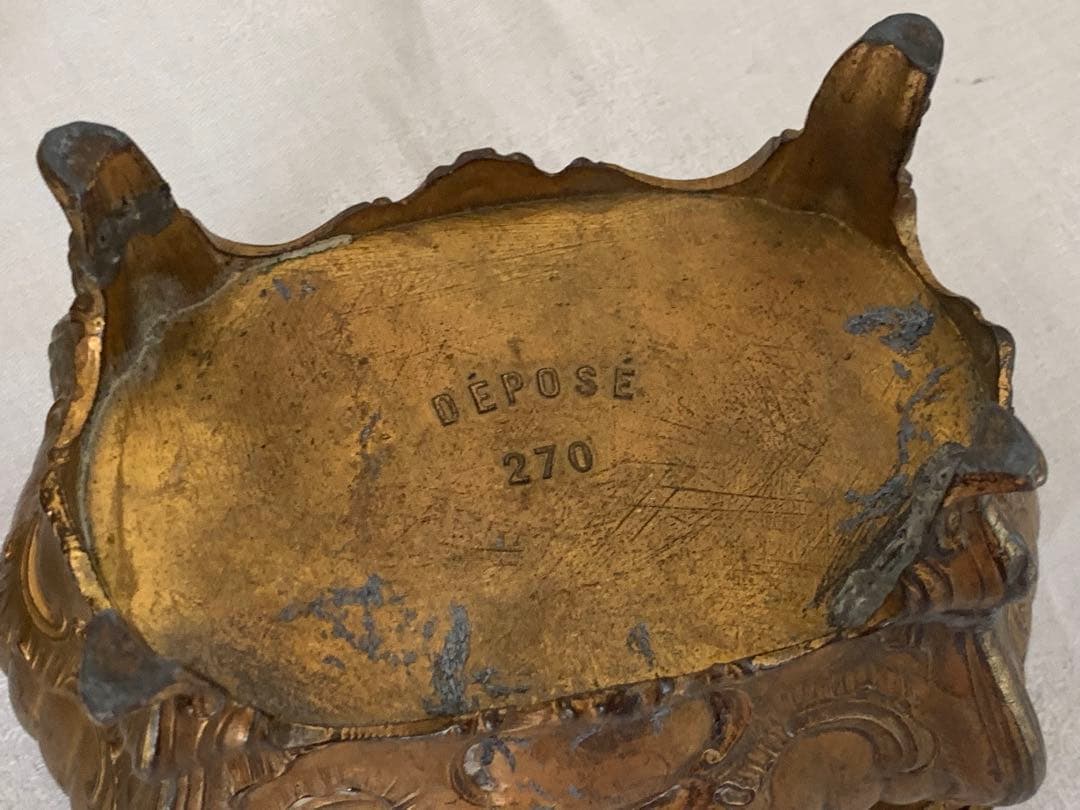 フランスアンティーク　ジュエリーケース　脚付　ブロカント