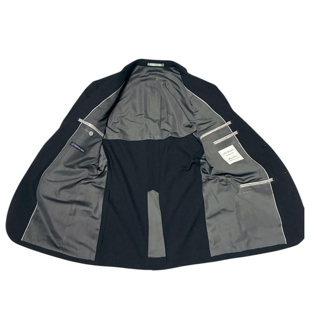 美品　現行タグ　LES MUES 洗える　スリーピース　ブラック　ストライプ　L