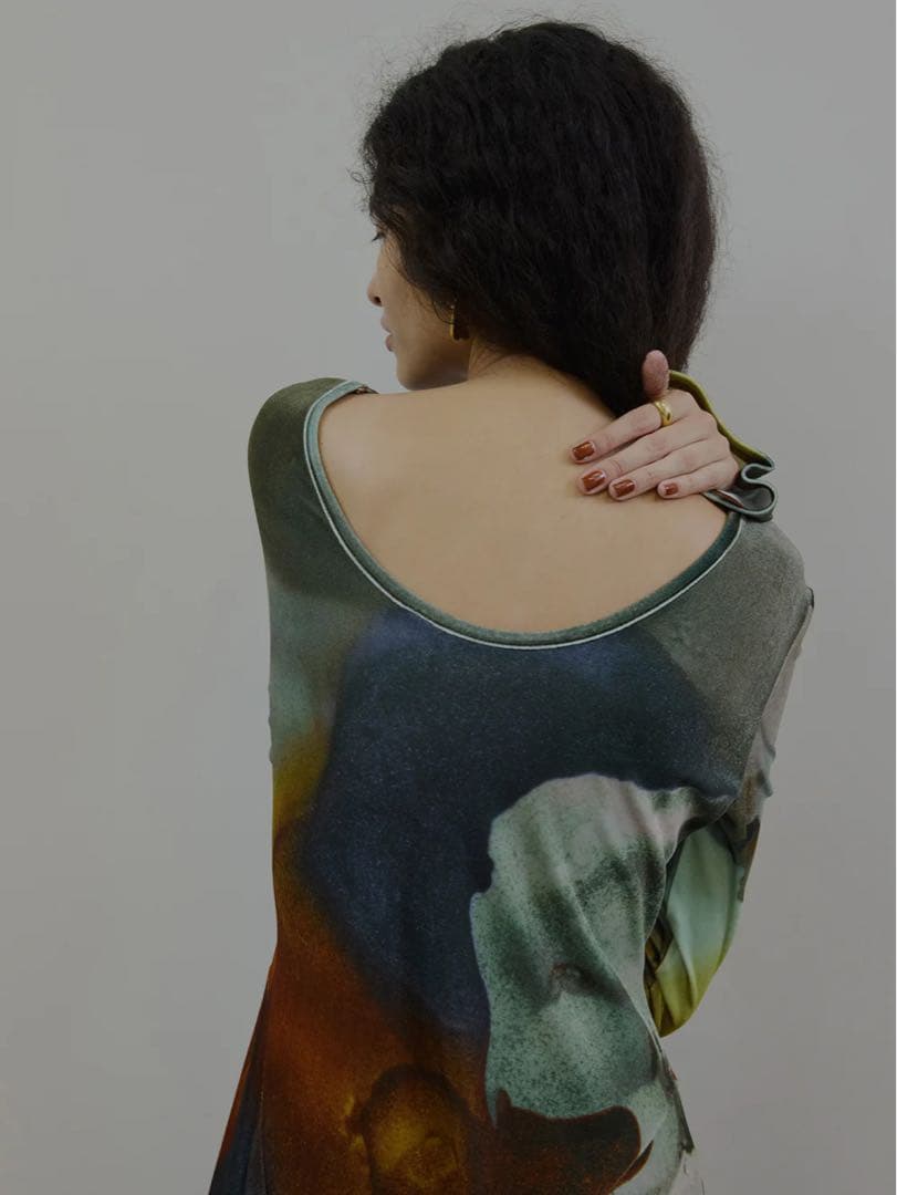 ワンピース ameri 2WAY RUST INK ART VELOUR DRESS