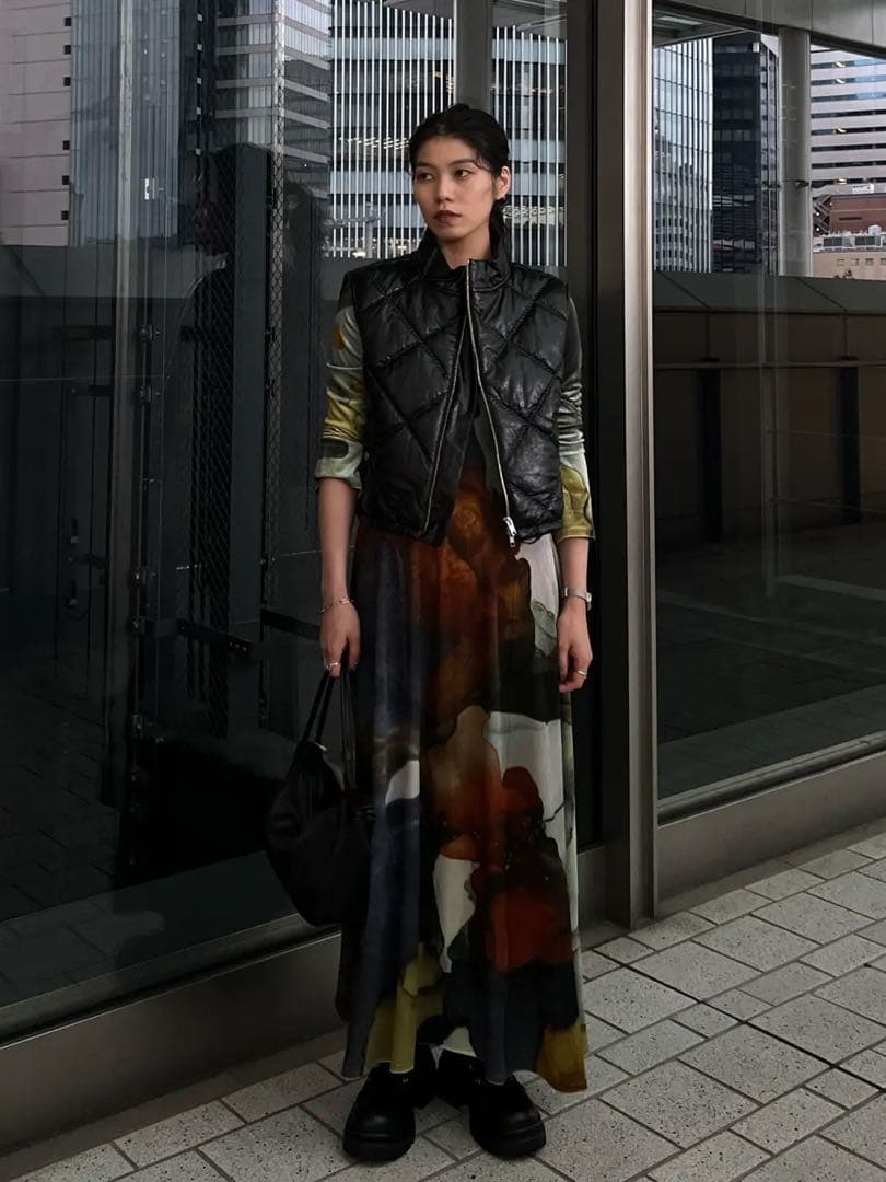 ワンピース ameri 2WAY RUST INK ART VELOUR DRESS