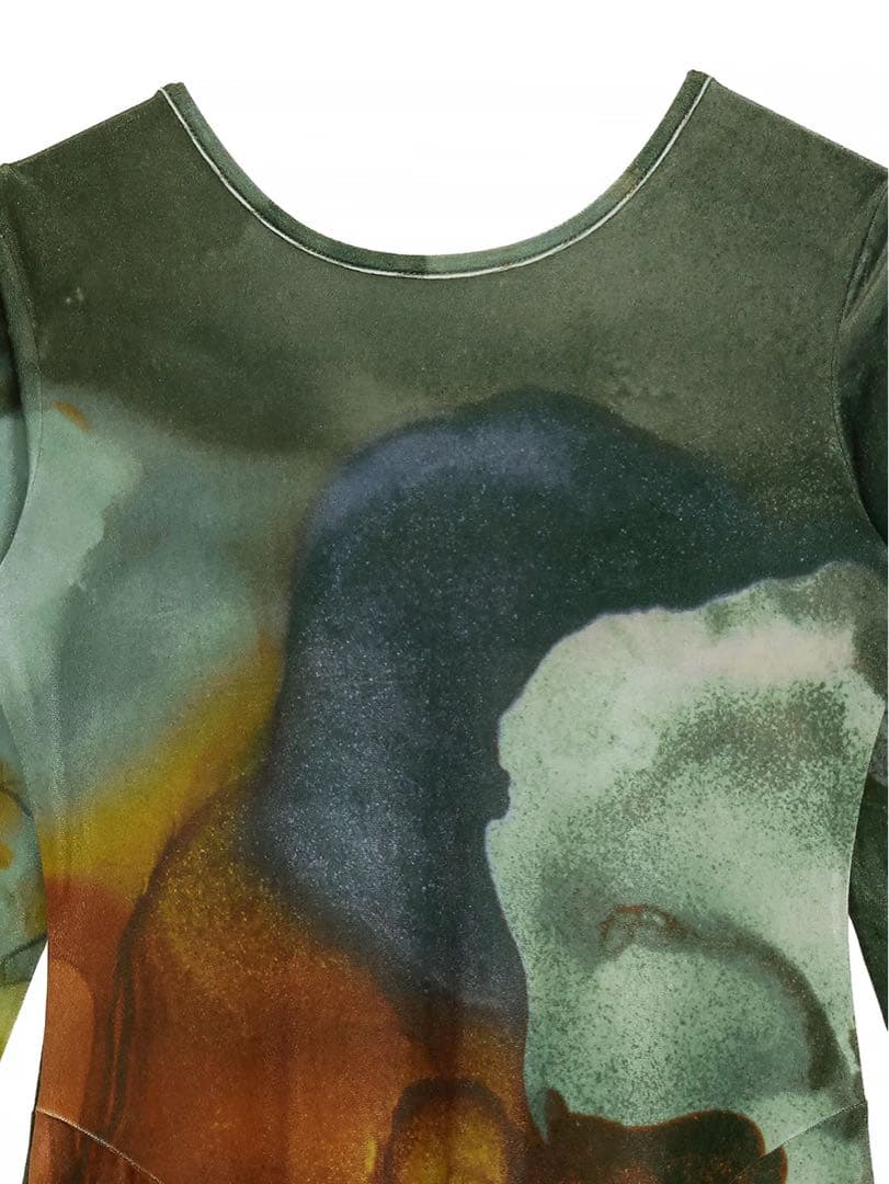 ワンピース ameri 2WAY RUST INK ART VELOUR DRESS