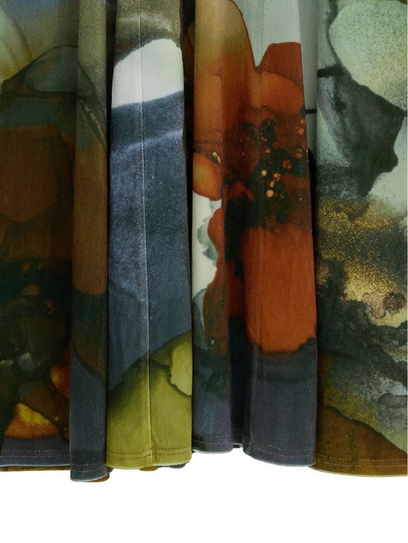 ワンピース ameri 2WAY RUST INK ART VELOUR DRESS