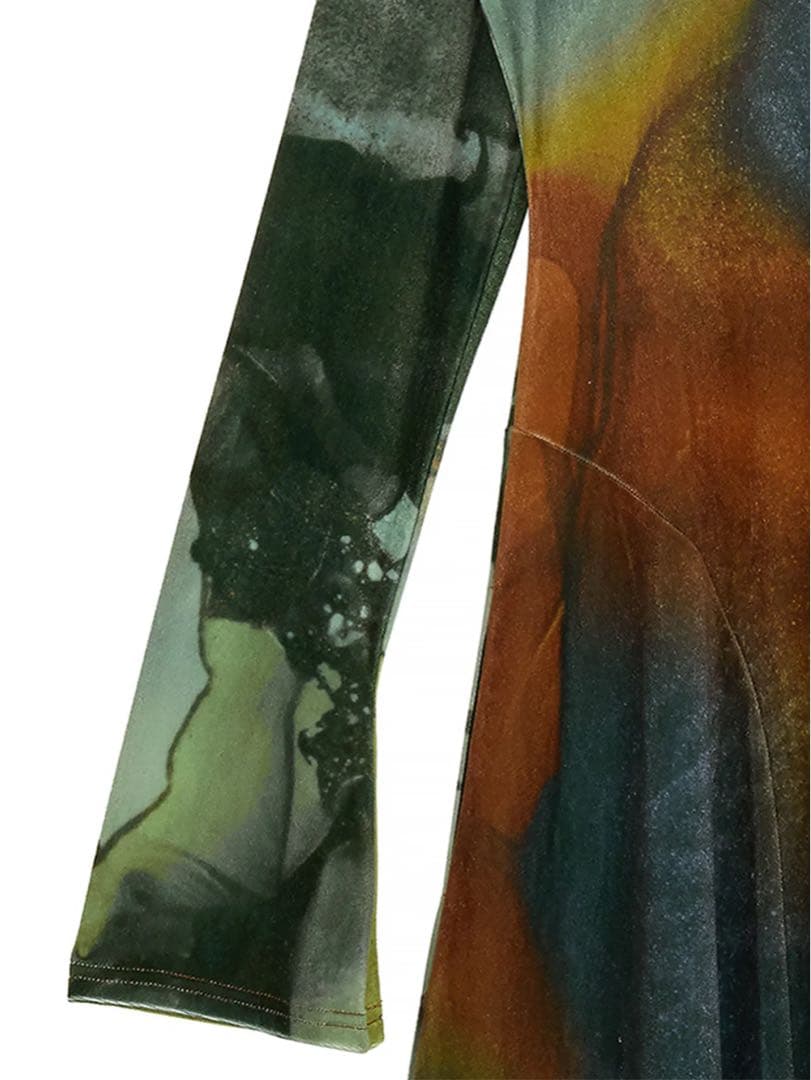 ワンピース ameri 2WAY RUST INK ART VELOUR DRESS