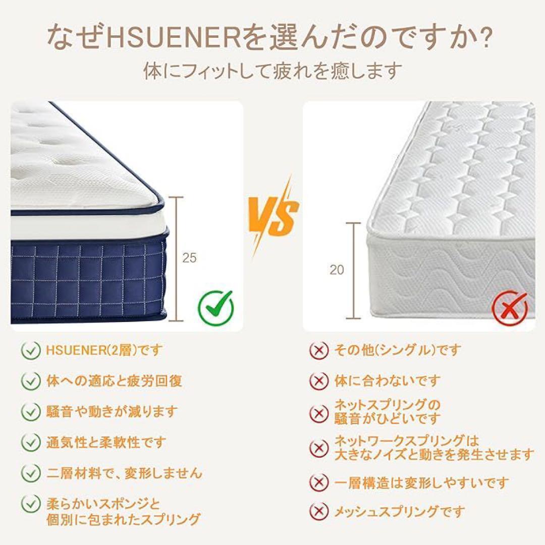 新品 マットレス　シングルサイズ ポケットコイル 厚さ25cm 高反発 360N